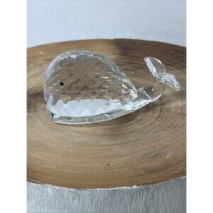 Oleg Cassini Crystal Whale Figurine Paperweight Signed Nautical Multifaceted